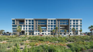 490 Avenue of the Palms seen from the adjacent open space, image by Bruce Damonte