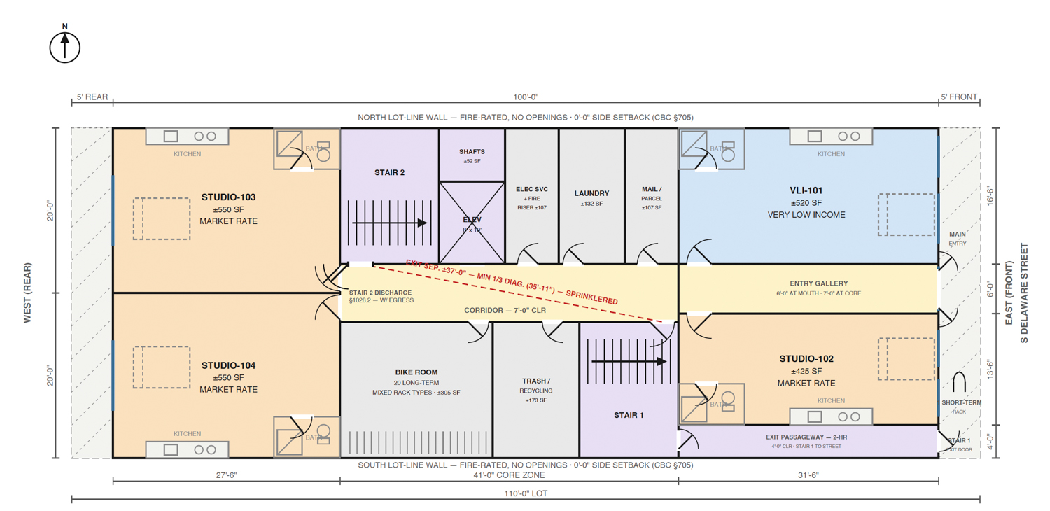606 South Delaware Street floor plan, illustration courtesy San Mateo Planning website