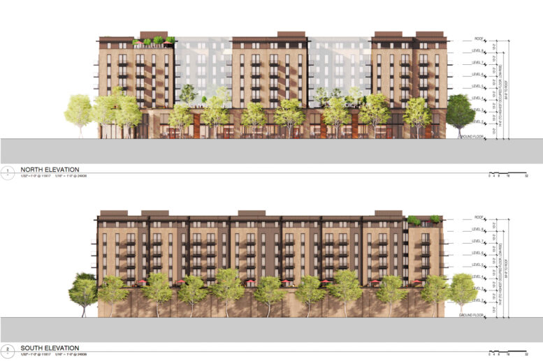 700 B Street north and south elevations, illustration by SDT Architects