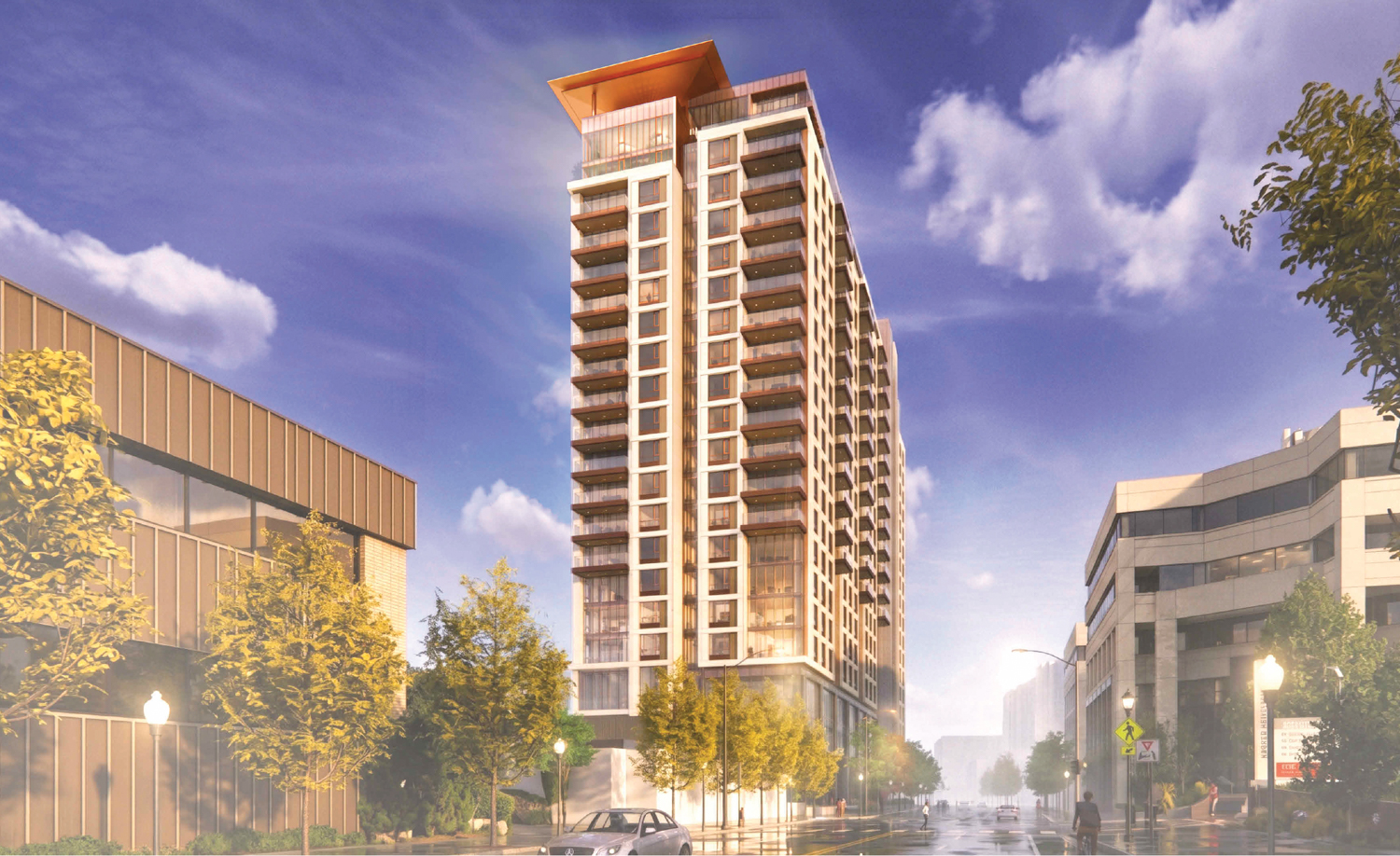 910 Marshall Street pedestrian view, rendering by HGA