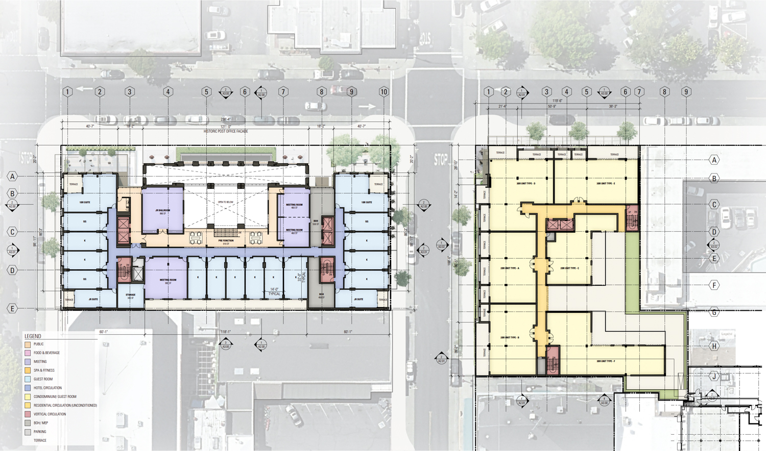 Franklin Station Hotel second-level floor plan, illustration by BAR Architects & Interiors