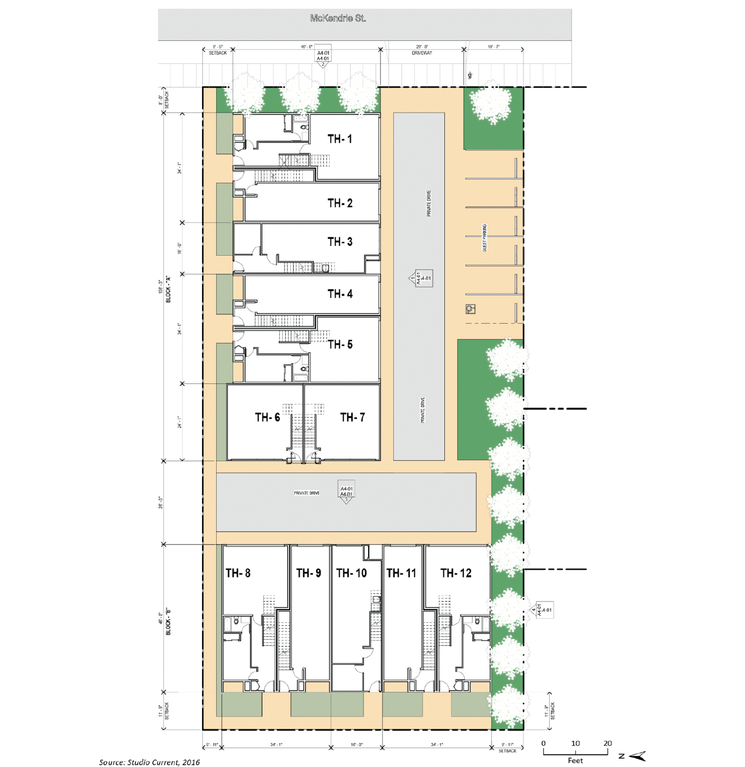 1038 McKendrie Street conceptual site plan, illustration by Studio Current