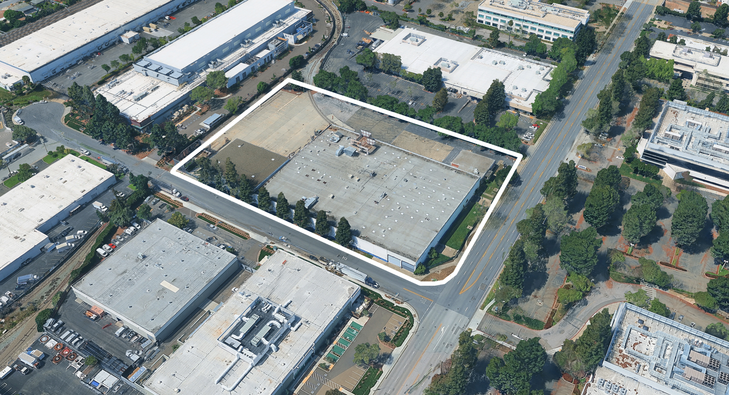 1484 Kifer Road existing condition outlined approximately by YIMBY, image via Google Satellite