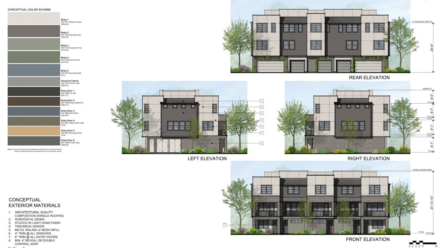 1484 Kifer Road townhouse elevation, illustration by SDG Architects