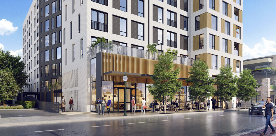 1532 Mount Diablo Bouldevard Entrance Rendering, image by Perry Architects