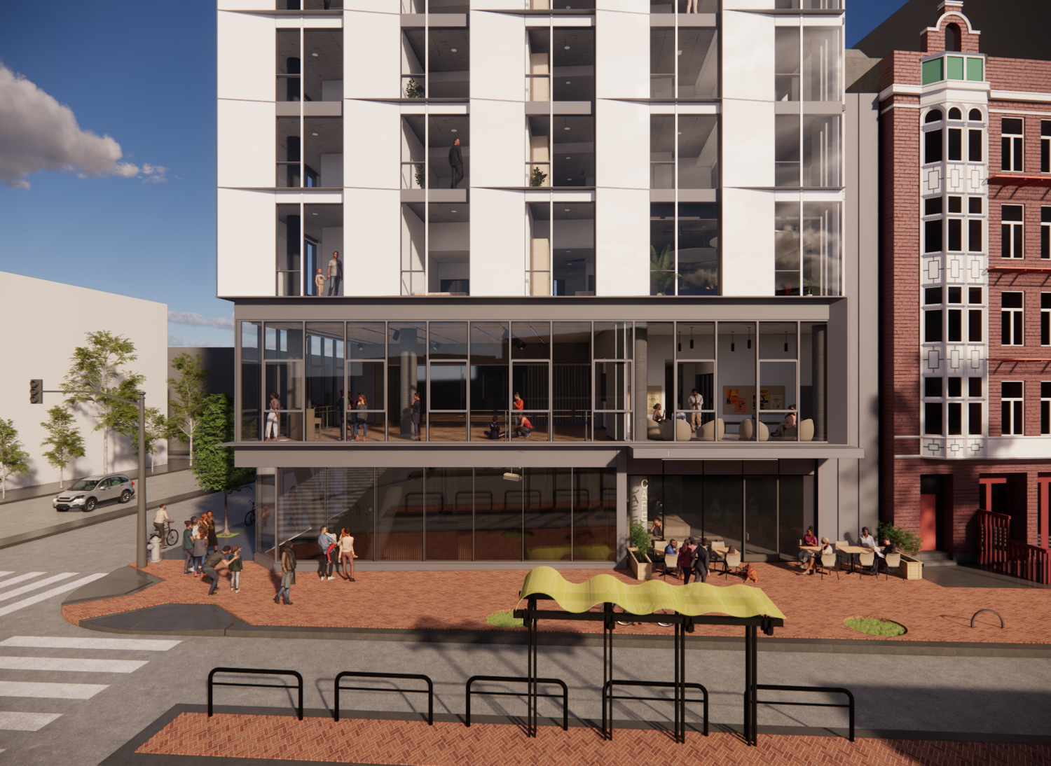1687 Market Street pedestrian view, rendering by Mark Cavagnero Associates