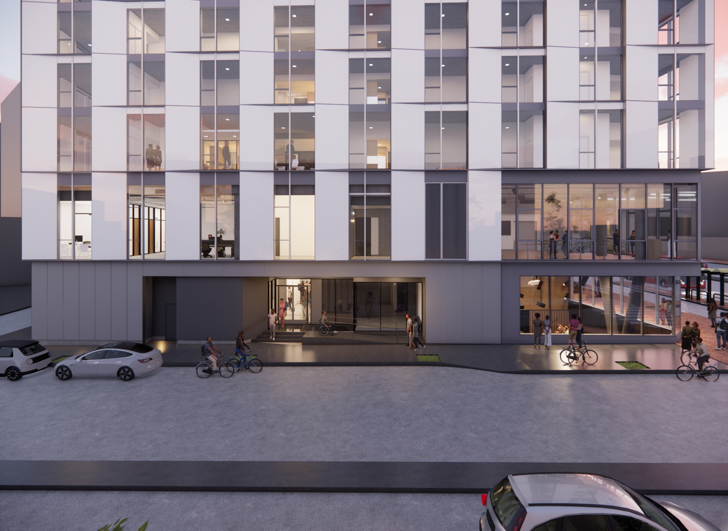 1687 Market Street sidewalk view over Gough Street, rendering by Mark Cavagnero Associates