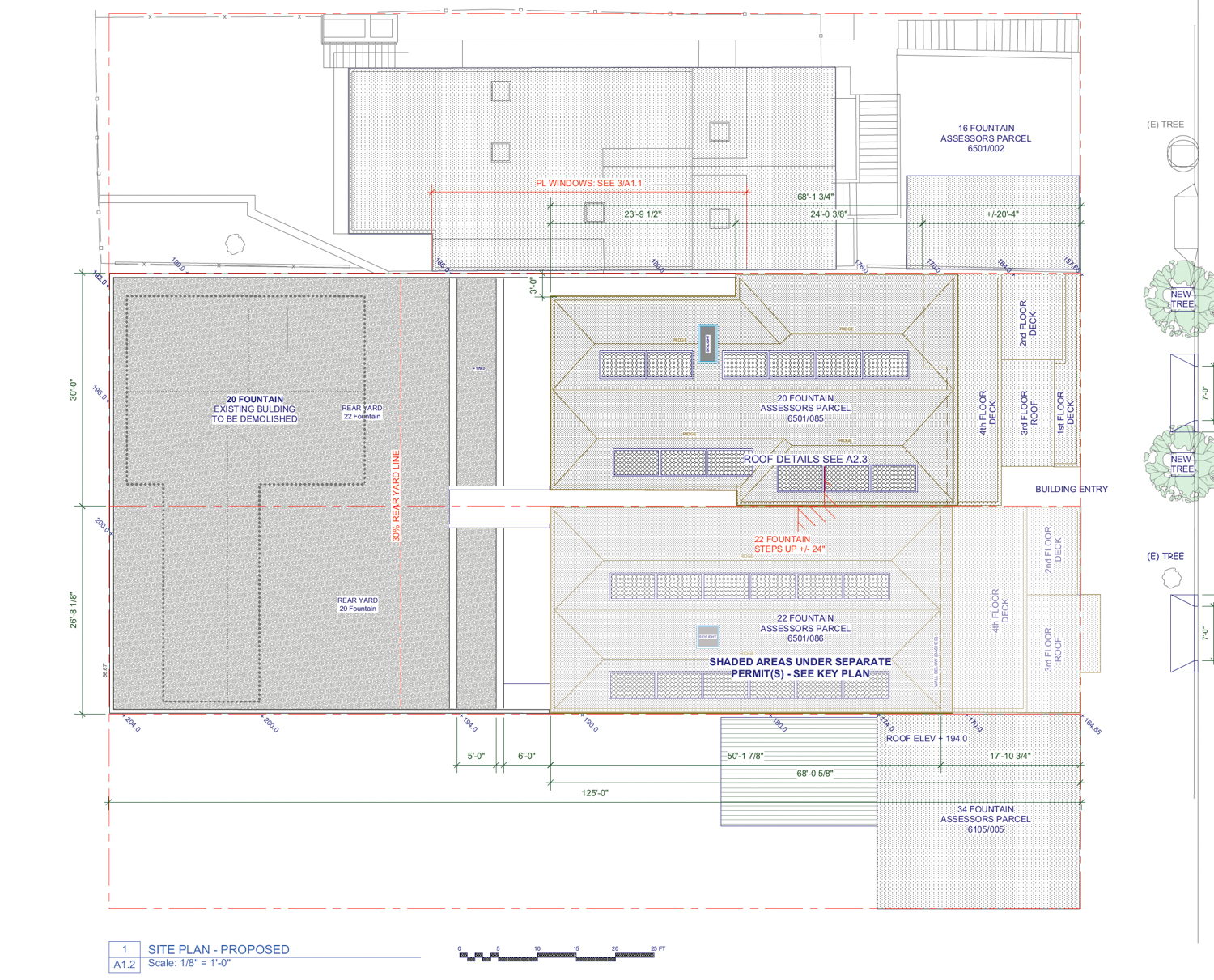 20 and 22 Fountain Street site map, illustration by E.E. Weiss Architects