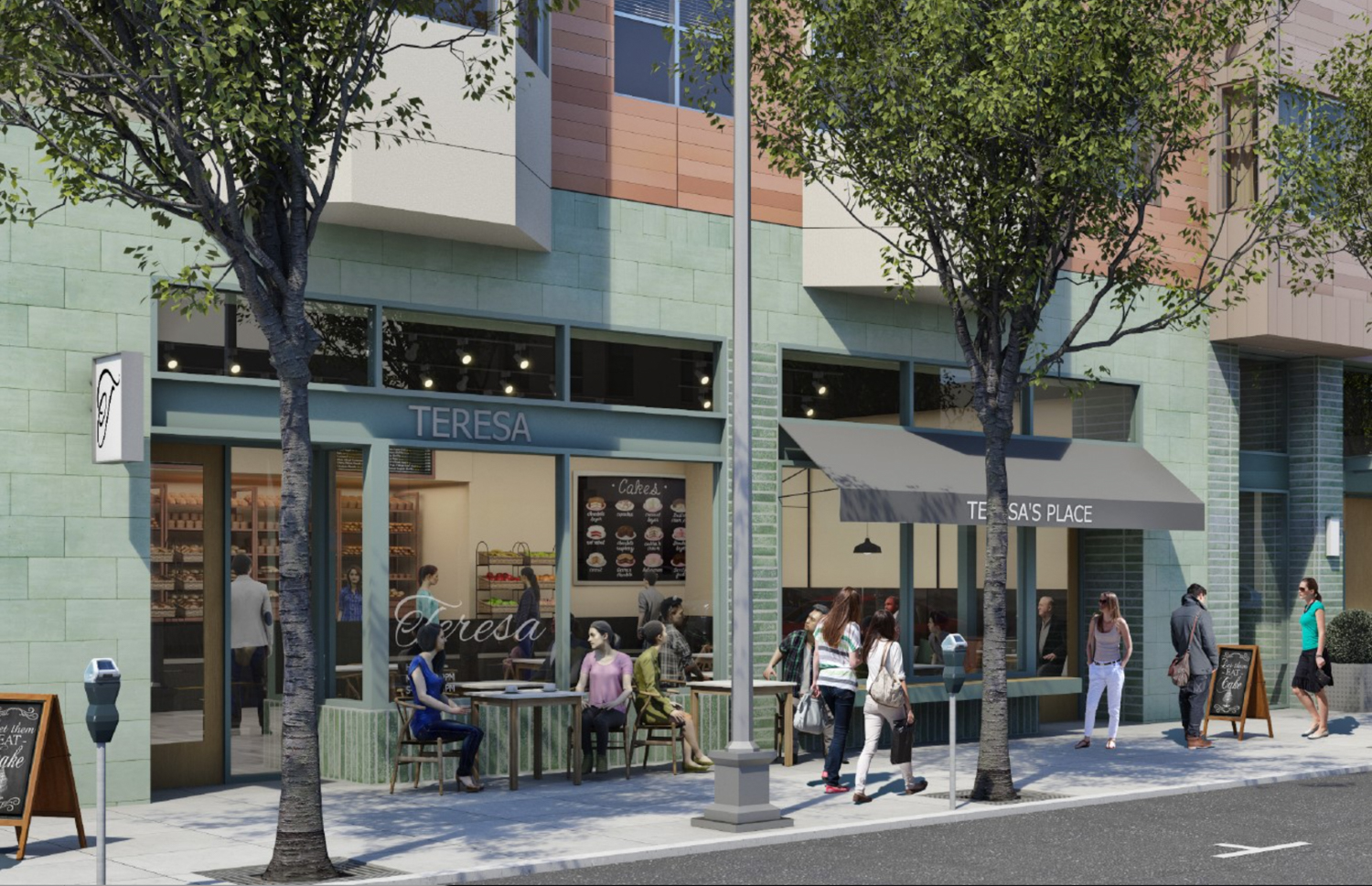 2918 Mission Street retail view, rendering by Multistudio