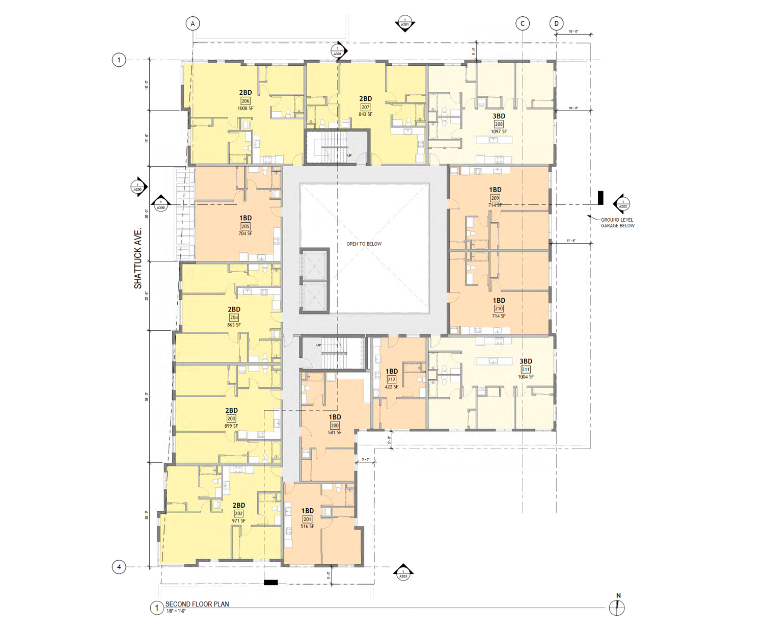 2955 Shattuck Avenue second-floor plan, illustration by Studio KDA