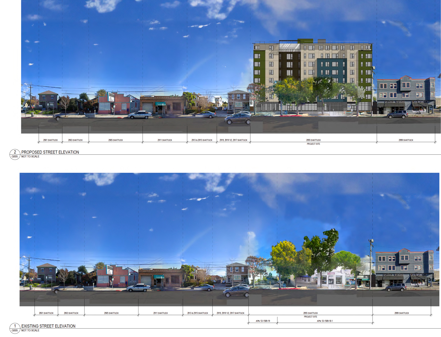 2955 Shattuck Avenue street elevations, illustration by Studio KDA