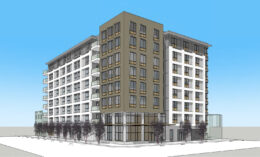 3300 Geary Boulevard establishing view, illustration by Elevation Architects