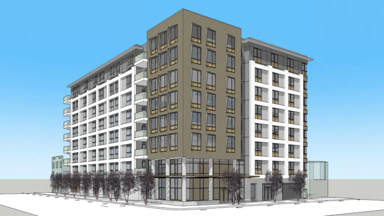 3300 Geary Boulevard establishing view, illustration by Elevation Architects