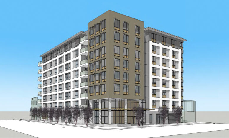 3300 Geary Boulevard establishing view, illustration by Elevation Architects