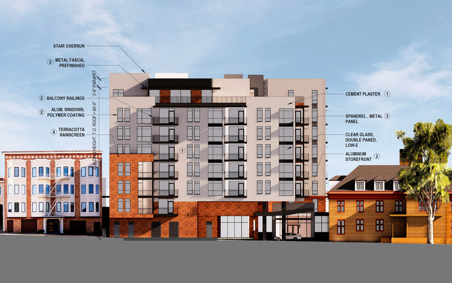 3400 Laguna Street overlooking Bay Street, rendering by HKIT Architects