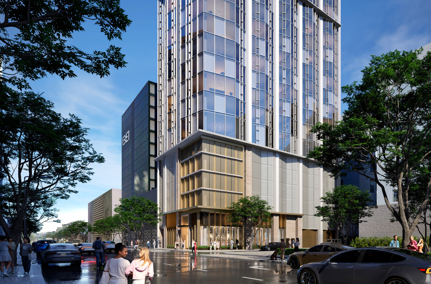 38 8th Street pedestrian view, rendering by Handel Architects