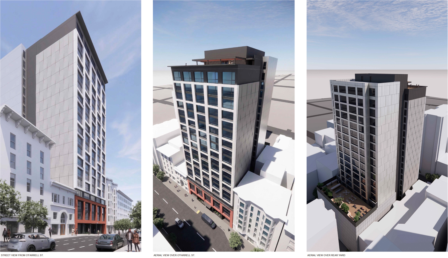 550 O’Farrell Street perspectives, rendering by HGA Architects