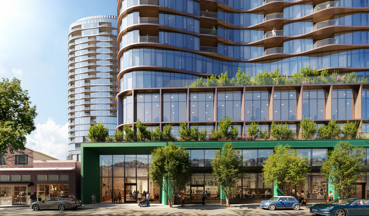 5727 College Avenue retail seen along College Avenue, rendering by Solomon Cordwell Buenz