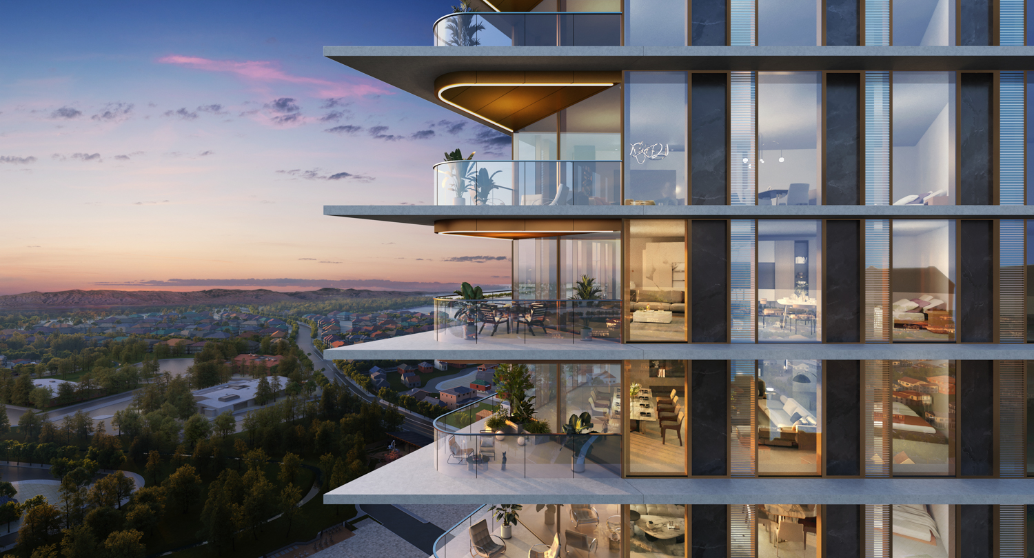 80 Willow Road facade close-up, rendering by Solomon Cordwell Buenz