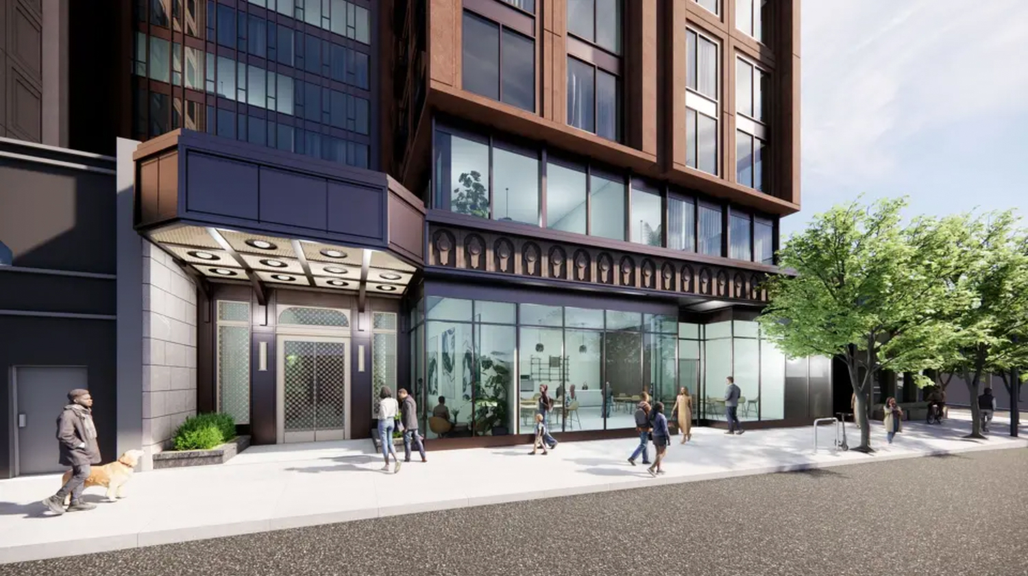 85 West Portal Avenue lobby view, rendering by Handel Architects
