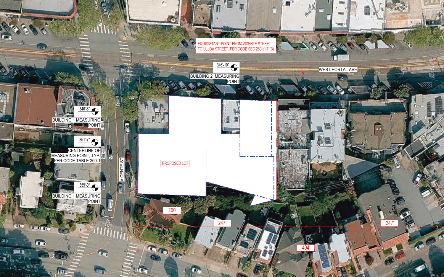 85 West Portal Avenue site plan, illustration by Handel Architects