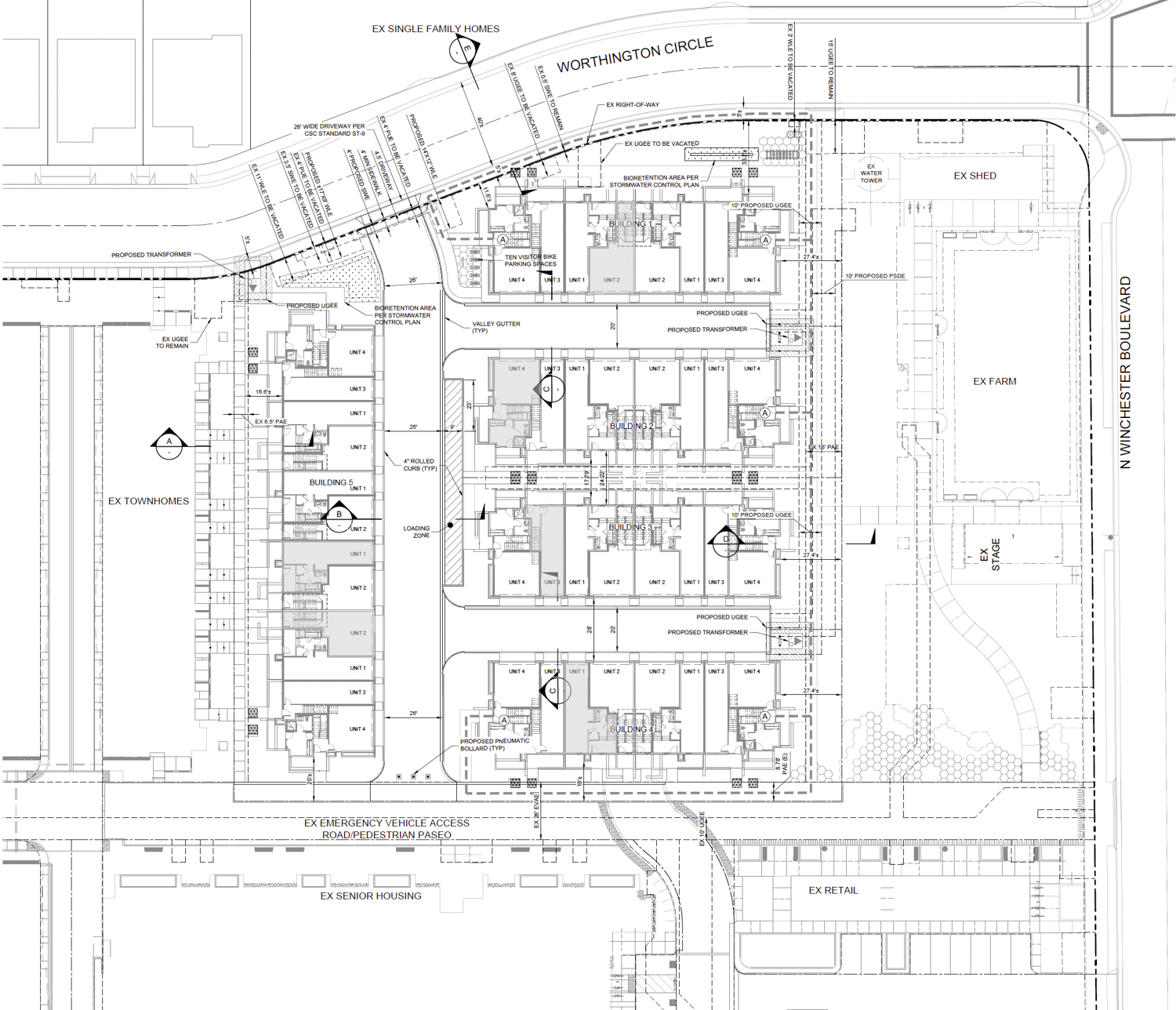 Agrihood Townhomes site plan, illustration by Steinberg Hart