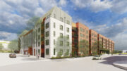 Balboa Reservoir Block G corner view, rendering by Pyatok