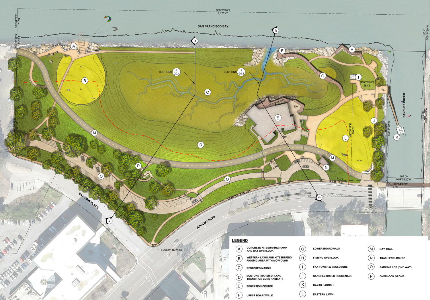 Bay Rise Park, site plan by H.T. Harvey & Associates