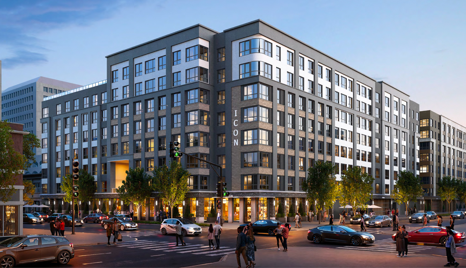Icon evening view, rendering by BDE Architecture