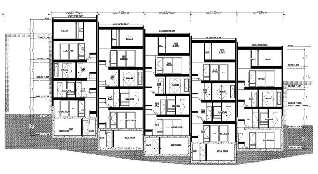 1027-1049 Clayton Street Building Sections, image by Schaub Li Architects