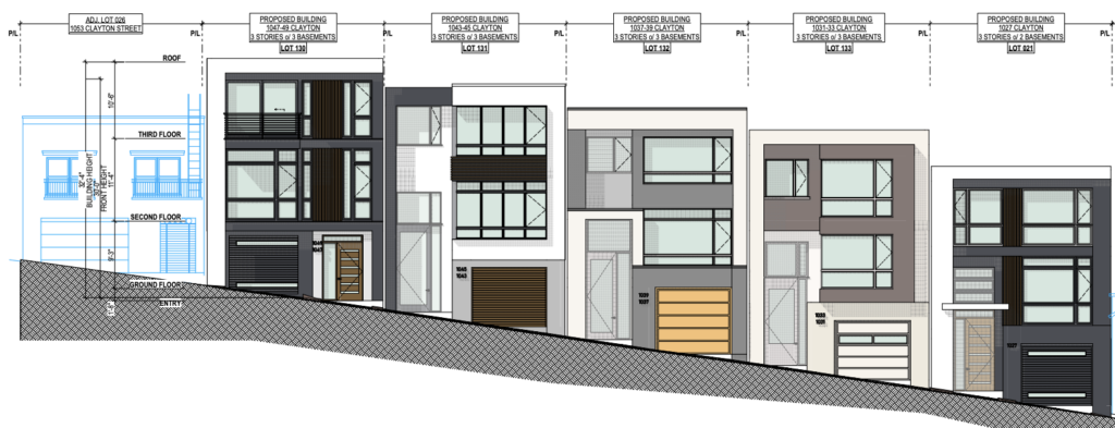 1027-1049 Clayton Street Front Elevation, image by Schaub Li Architects