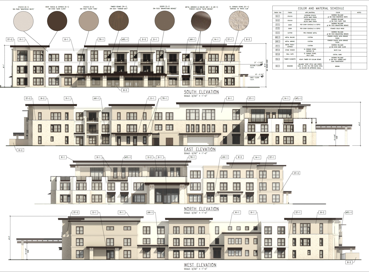 1350 Montego Way facade elevation, illustration by B.Hills Architecture