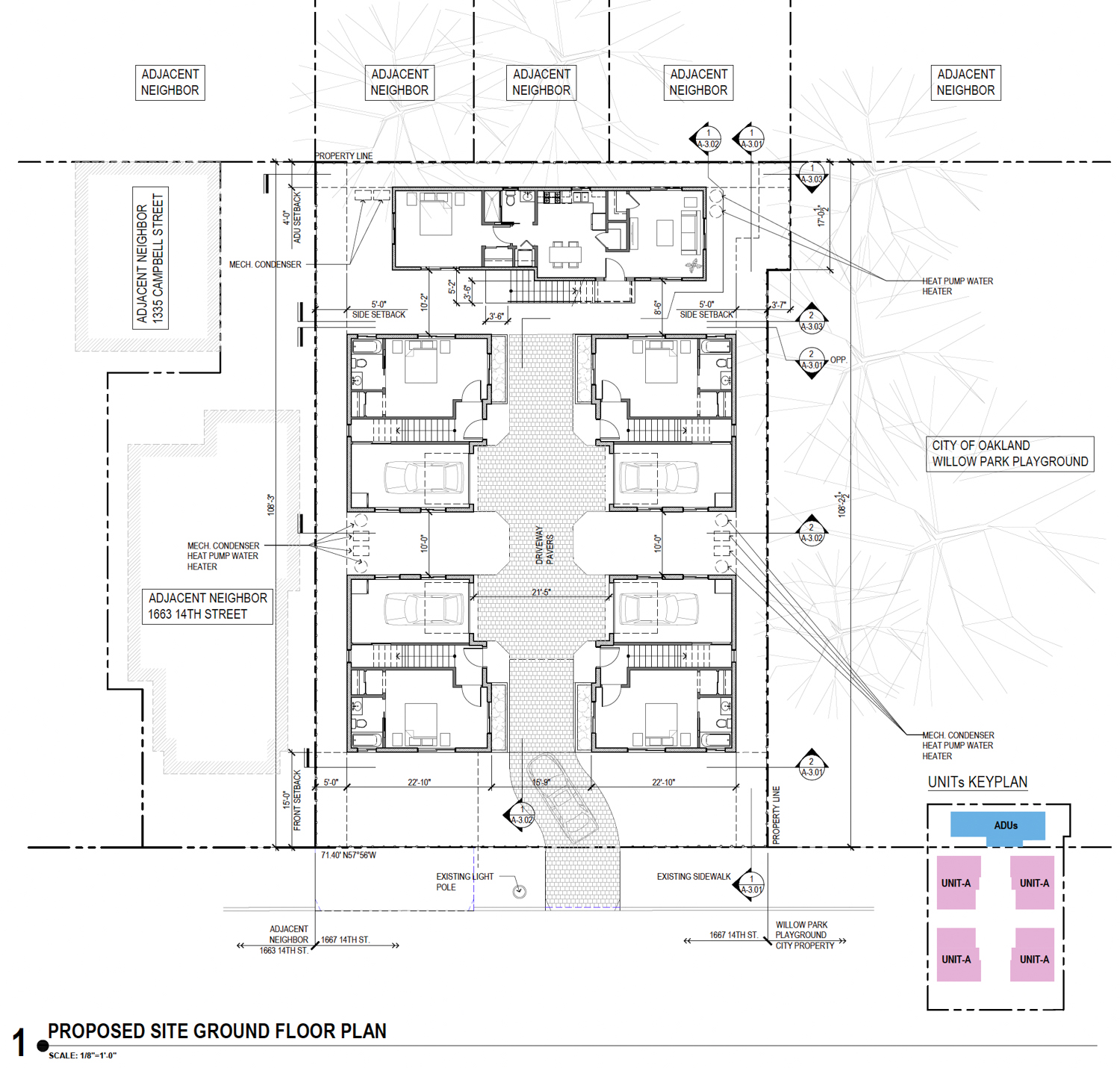 1667 14th Street site plan, illustration by Fumio Suda Architect