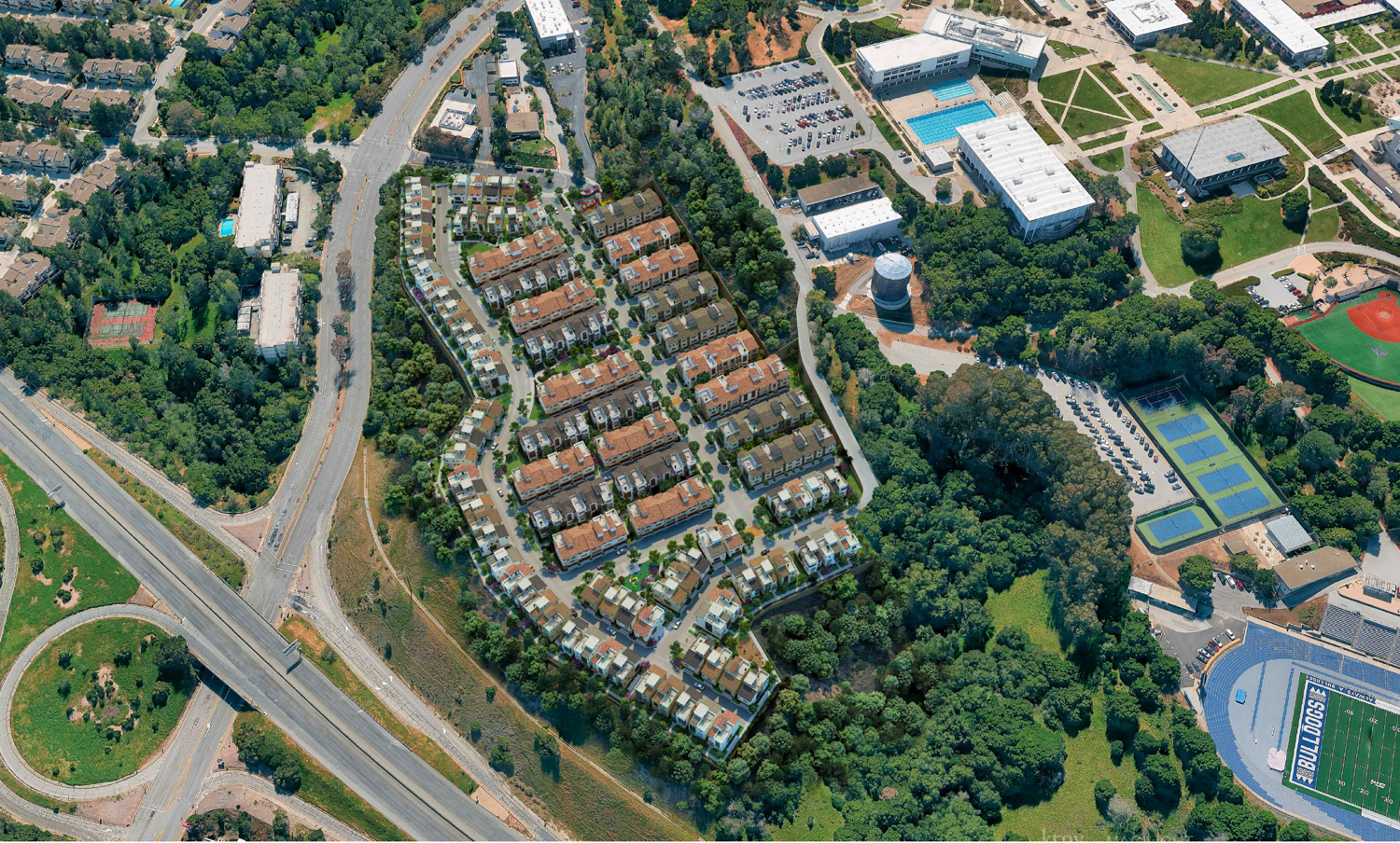 3000 Clearview aerial overview, rendering by KTGY