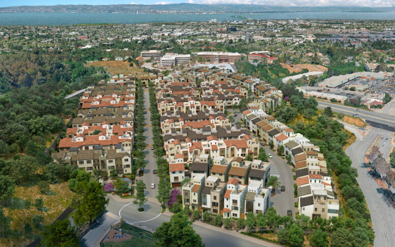 3000 Clearview aerial perspective looking east to the Bay, rendering by KTGY