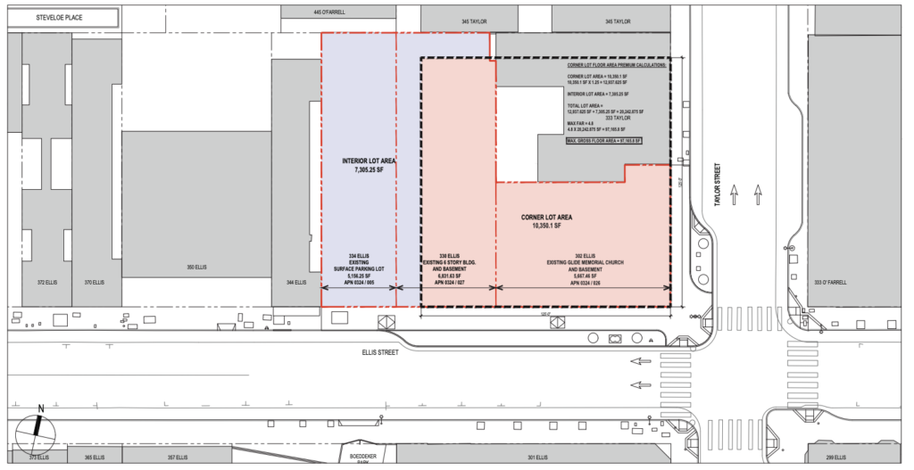 334 Ellis Street Proposed Building Footprint, image by Heller Manus Architects