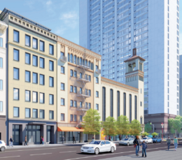 334 Ellis Street Rendering with Adjacent 330 and 302 Ellis Street Properties Shown, image by Heller Manus Architects