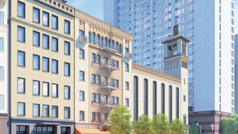 334 Ellis Street Rendering with Adjacent 330 and 302 Ellis Street Properties Shown, image by Heller Manus Architects