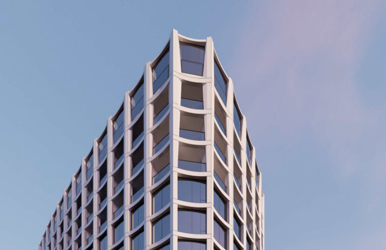 395 3rd Street rooftop view, rendering by Henning Larsen & Multistudio