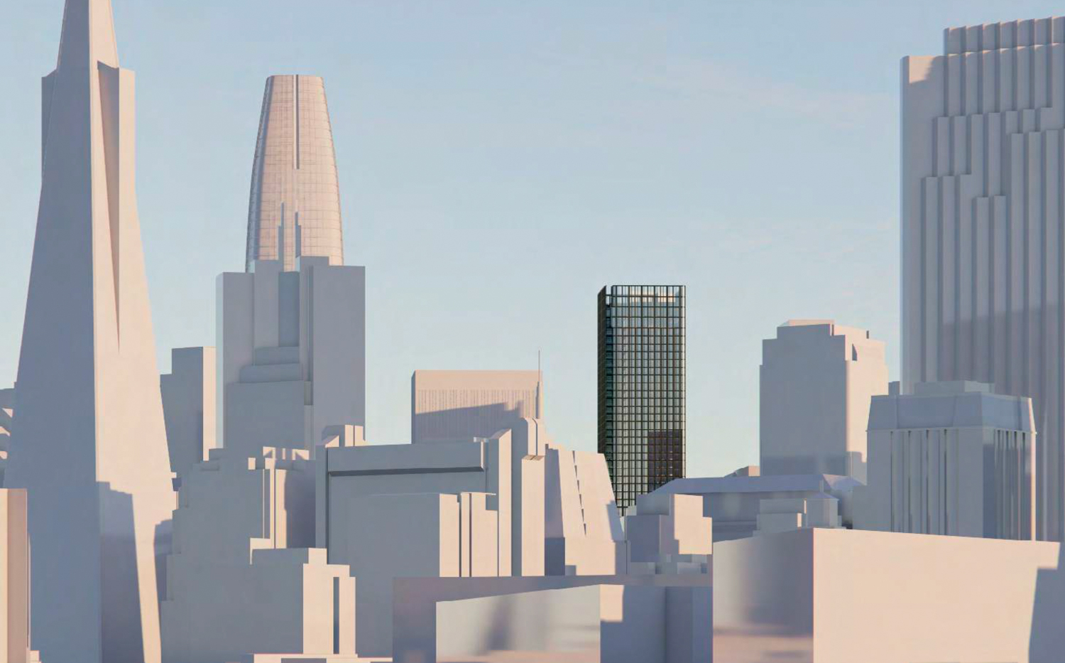 536 Mission Street mixed-use variant aerial view, rendering by SOM