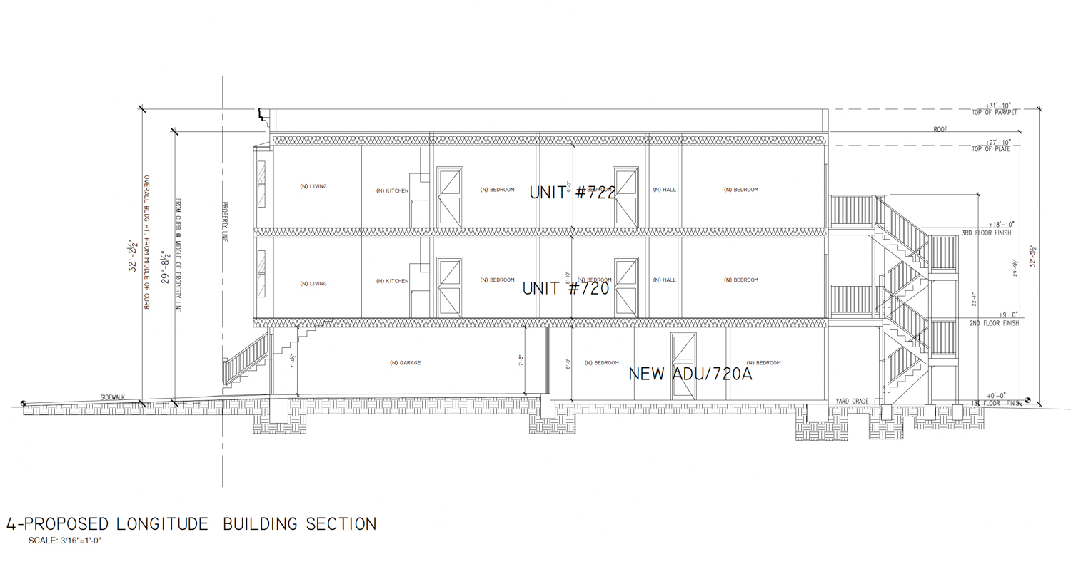 720 Masonic Avenue vertical cross-section, illustration by Xie Associates