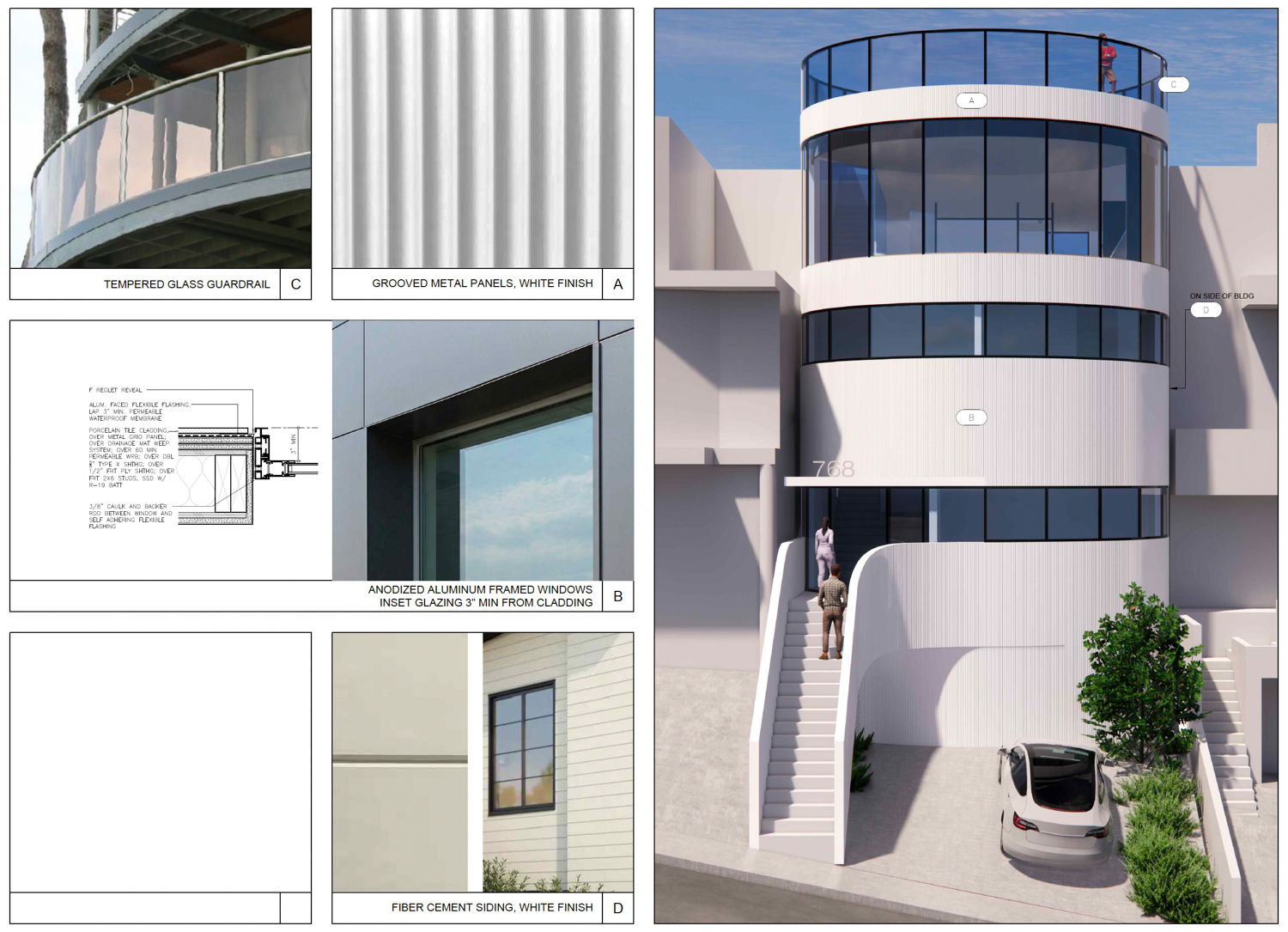 768 De Haro Street facade details, rendering by Stanley Saitowitz Natoma Architects