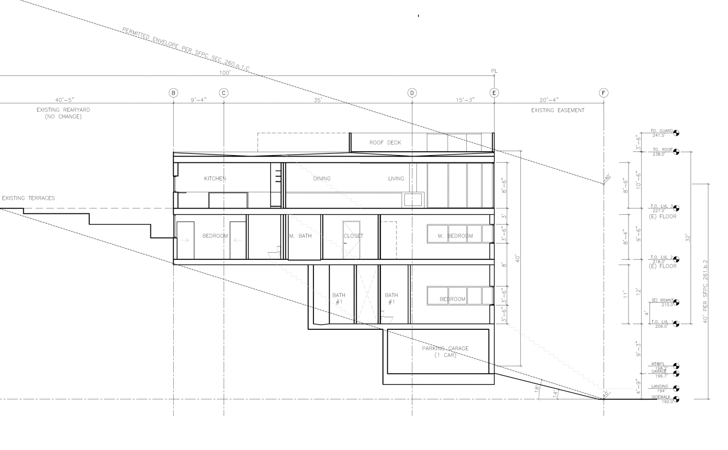 768 De Haro Street vertical cross-section, illustration by Stanley Saitowitz Natoma Architects