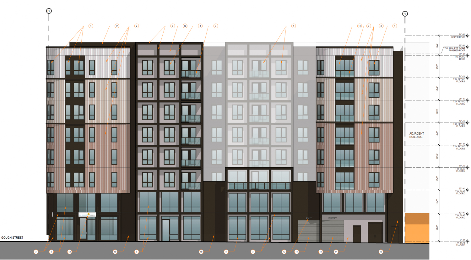 770 Golden Gate Avenue facade elevation, illustration by BDE Architecture