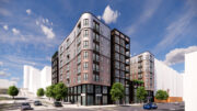 770 Golden Gate Avenue seen from across Gough Street, rendering by BDE Architecture