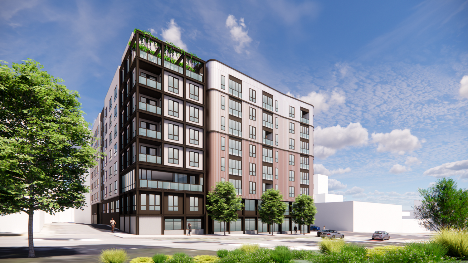 770 Golden Gate Avenue view from the athletic fields, rendering by BDE Architecture