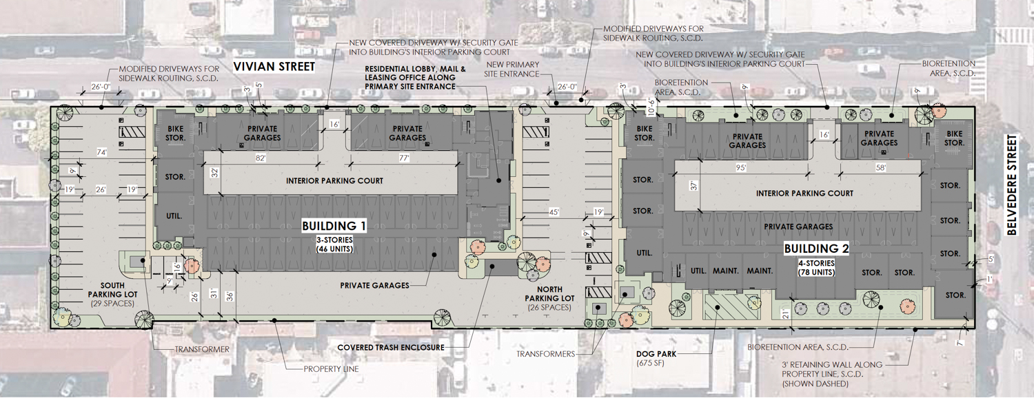 88 Vivian Street site plan, illustration by Thomas Phelps Landscape Architecture