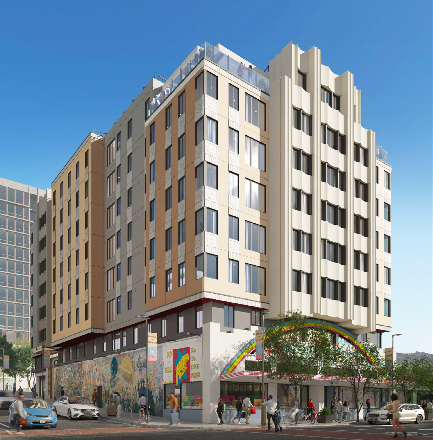 Amoeba Apartments establishing view, rendering by Studio KDA