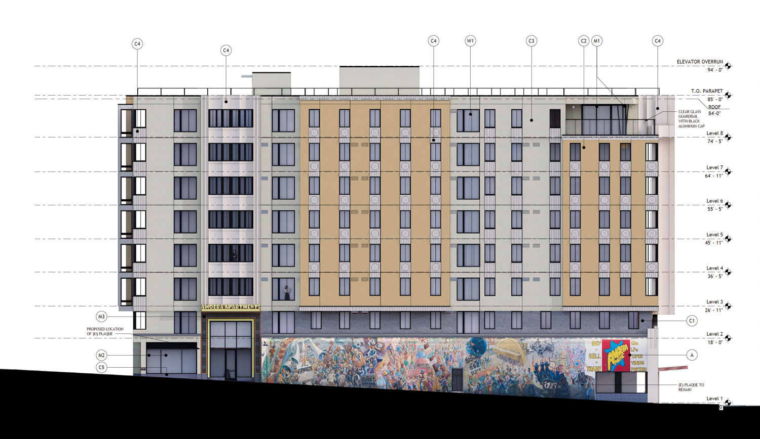 Amoeba Apartments facade elevation overlooking Haste Street, illustration by Studio KDA
