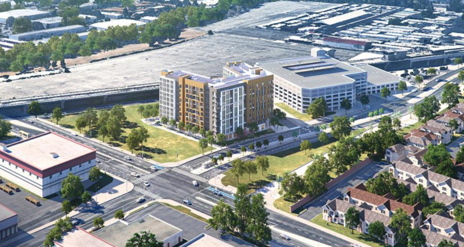 Berryessa BART aerial view, rendering by Dahlin Group